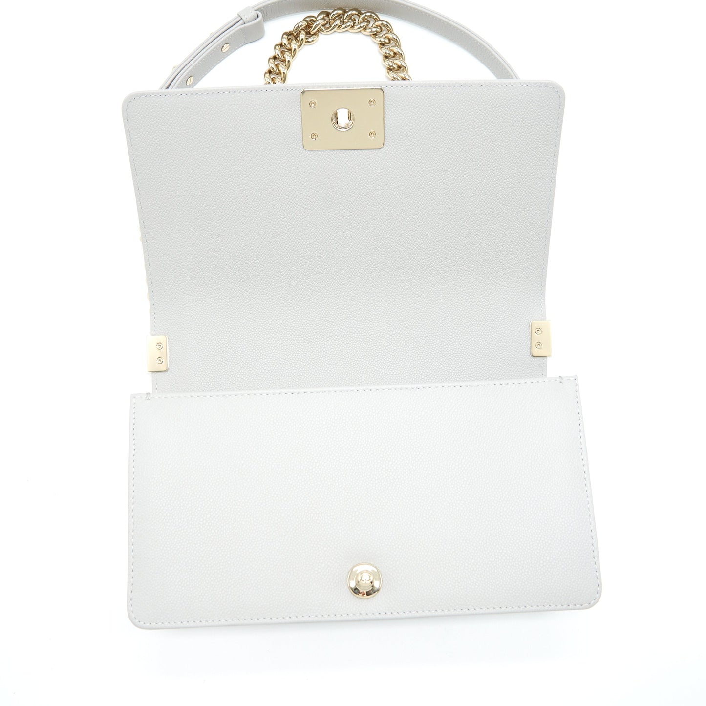 Chanel Medium Boy Bag Caviar Light Grey