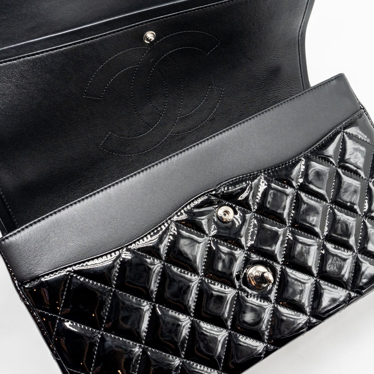 Chanel Jumbo Classic Double Flap Bag Patent Black