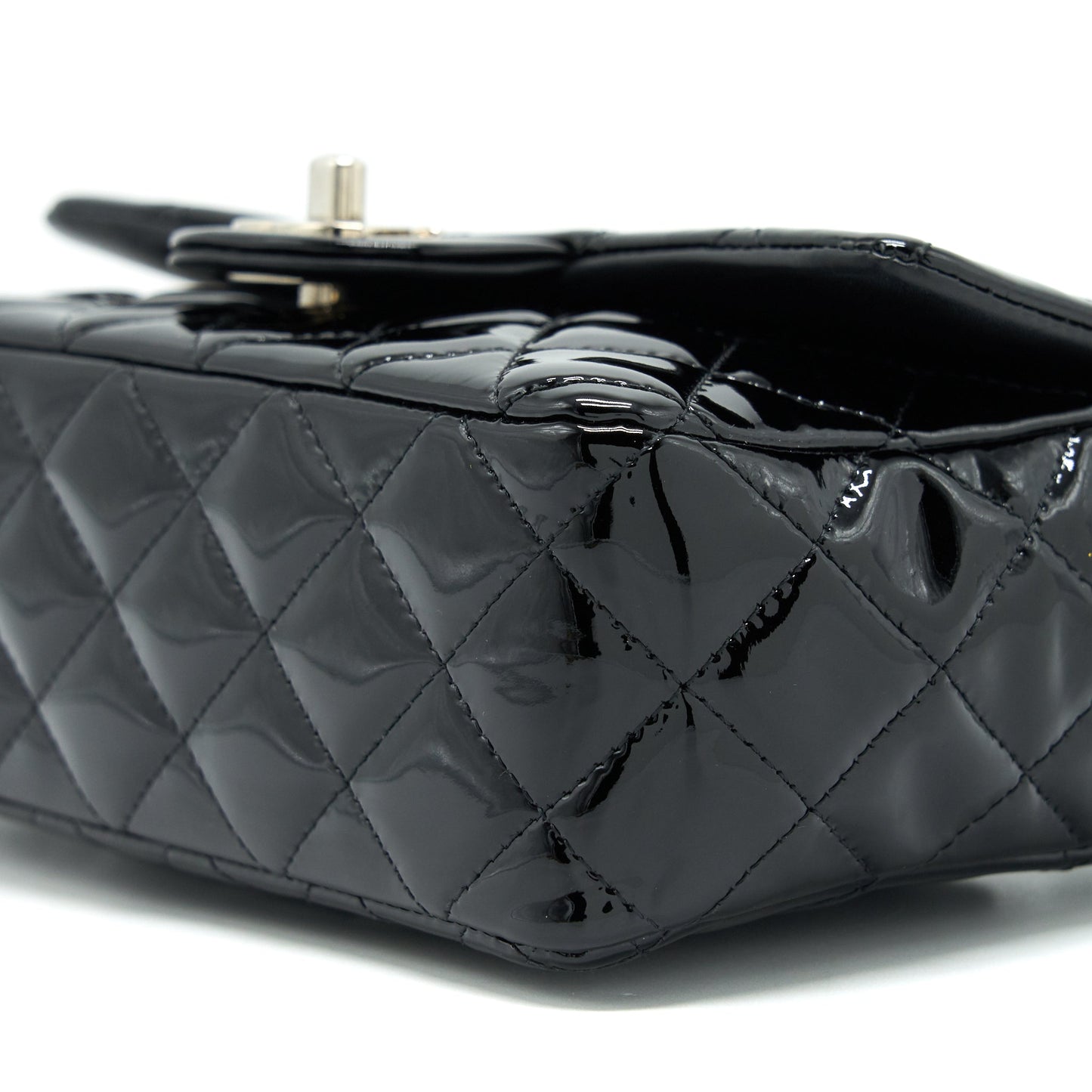 Chanel Mini Rectangular Flap Bag Patent Leather Black