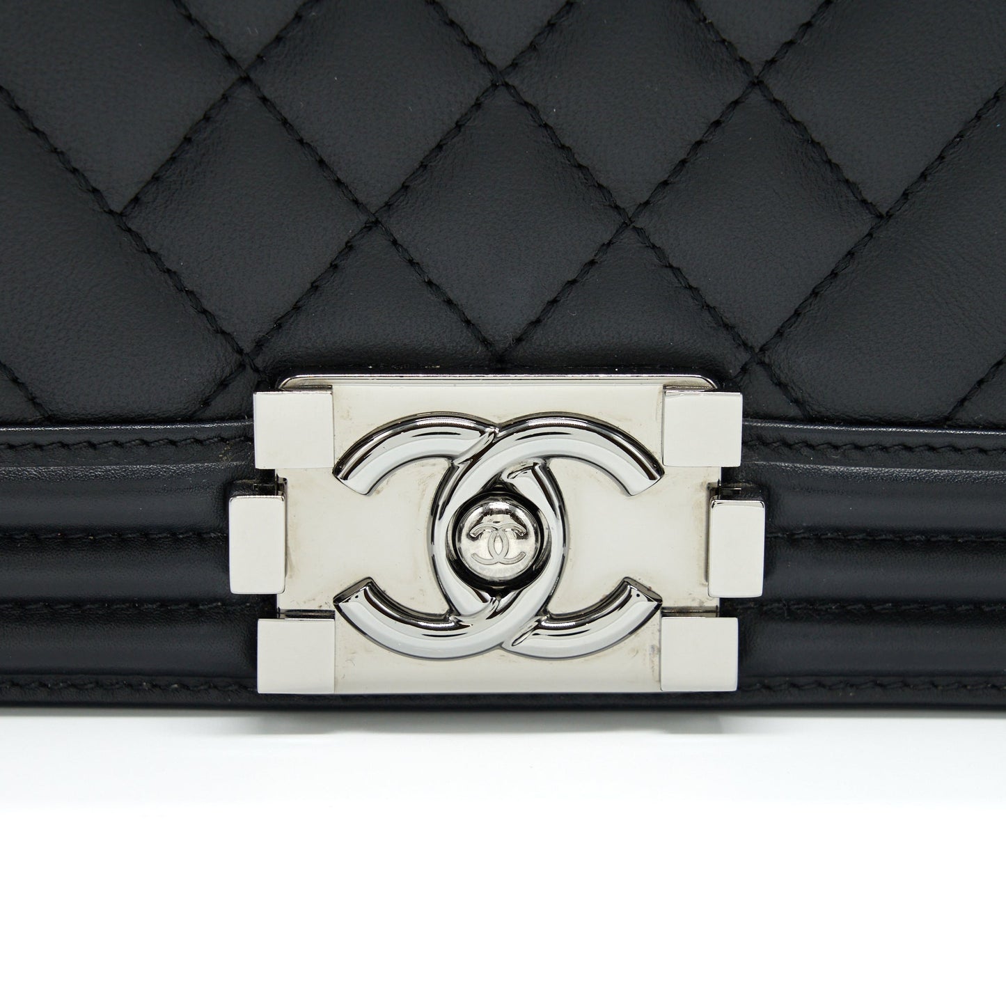 Chanel Medium Boy Bag Quilted And Chevron Calfskin Black