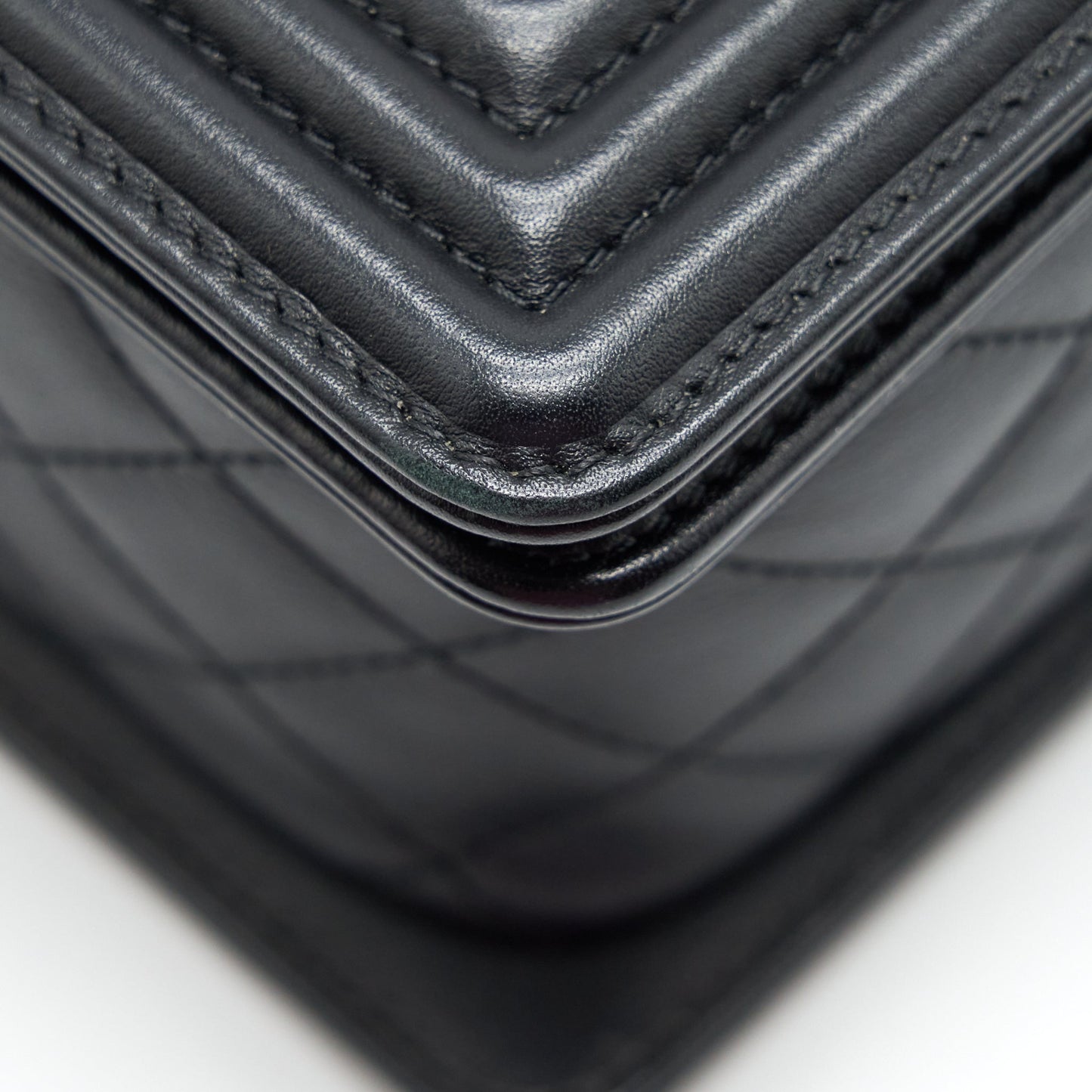 Chanel Medium Boy Bag Quilted And Chevron Calfskin Black