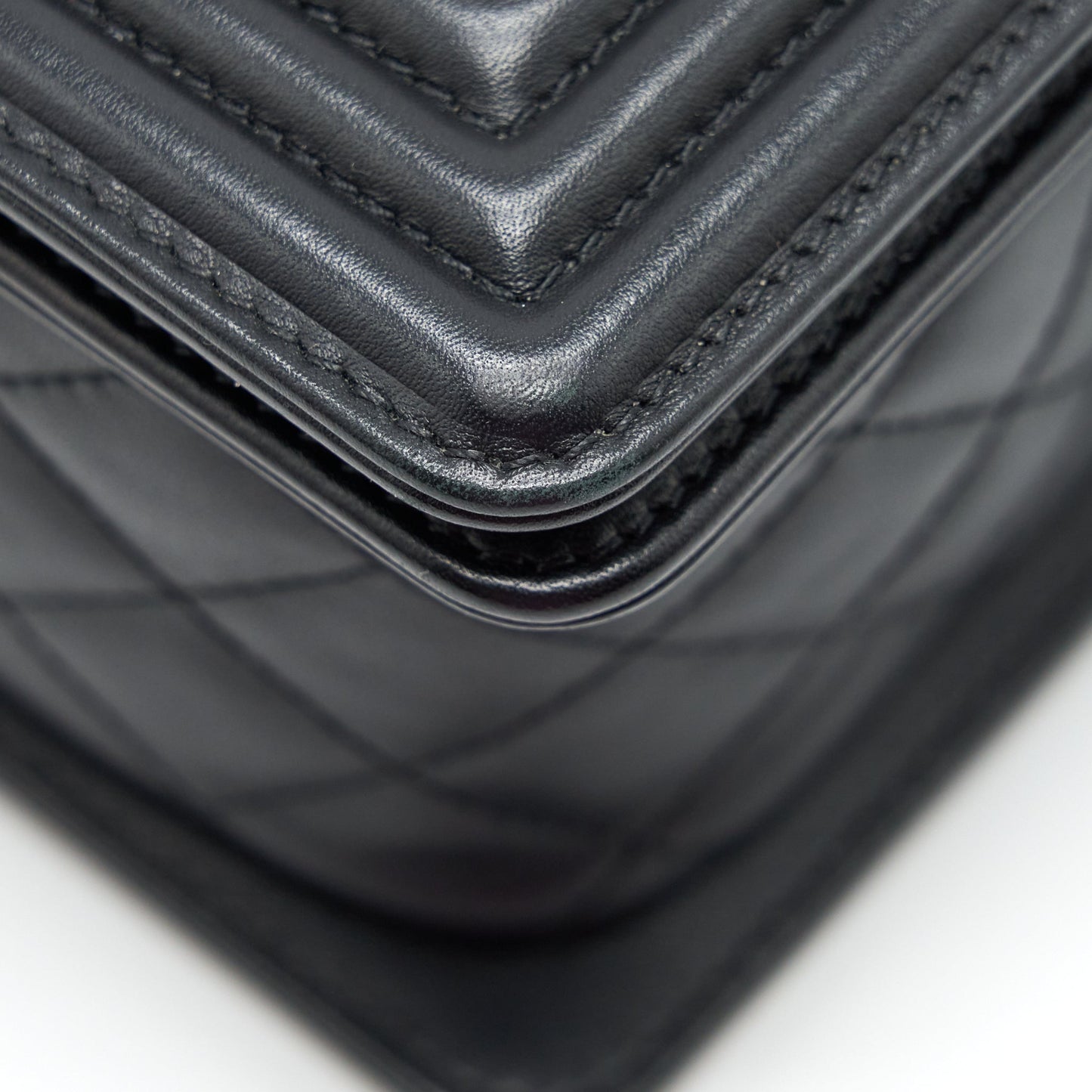 Chanel Medium Boy Bag Quilted And Chevron Calfskin Black