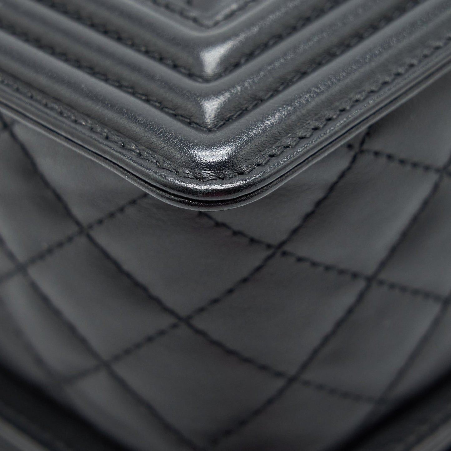 Chanel Medium Boy Bag Quilted And Chevron Calfskin Black
