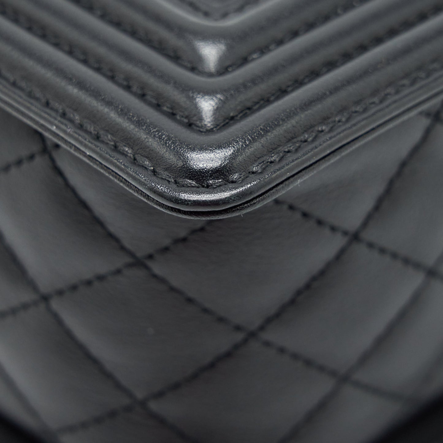 Chanel Medium Boy Bag Quilted And Chevron Calfskin Black
