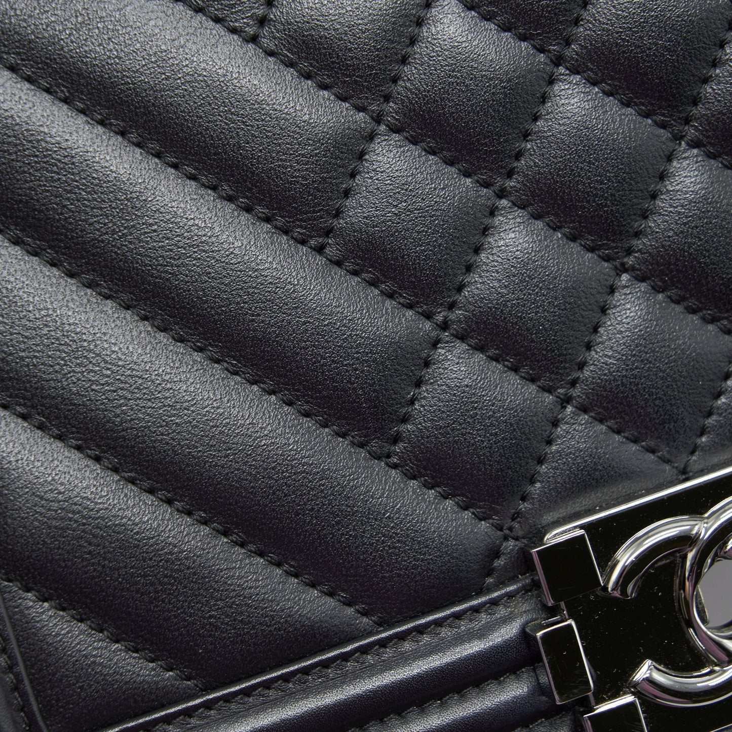 Chanel Medium Boy Bag Quilted And Chevron Calfskin Black