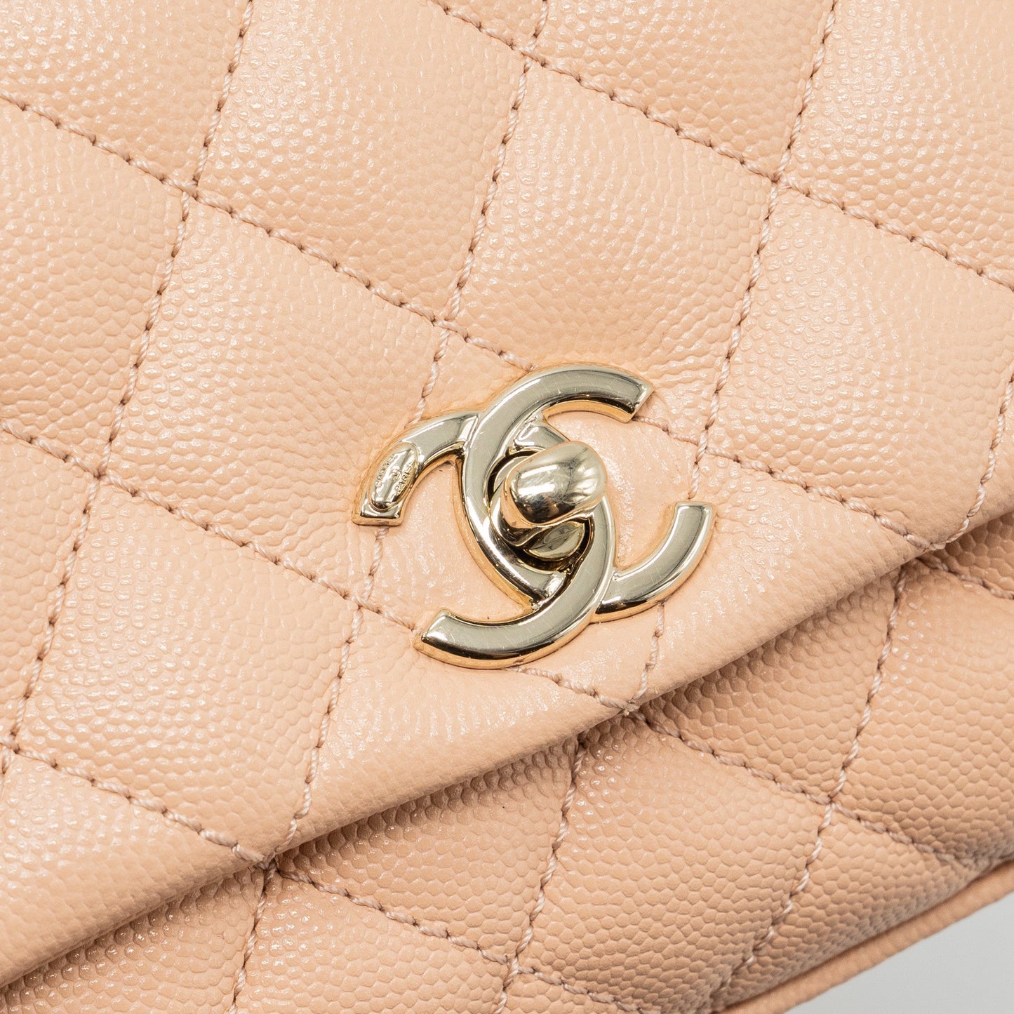 Chanel Mini Coco Handle Caviar Beige L