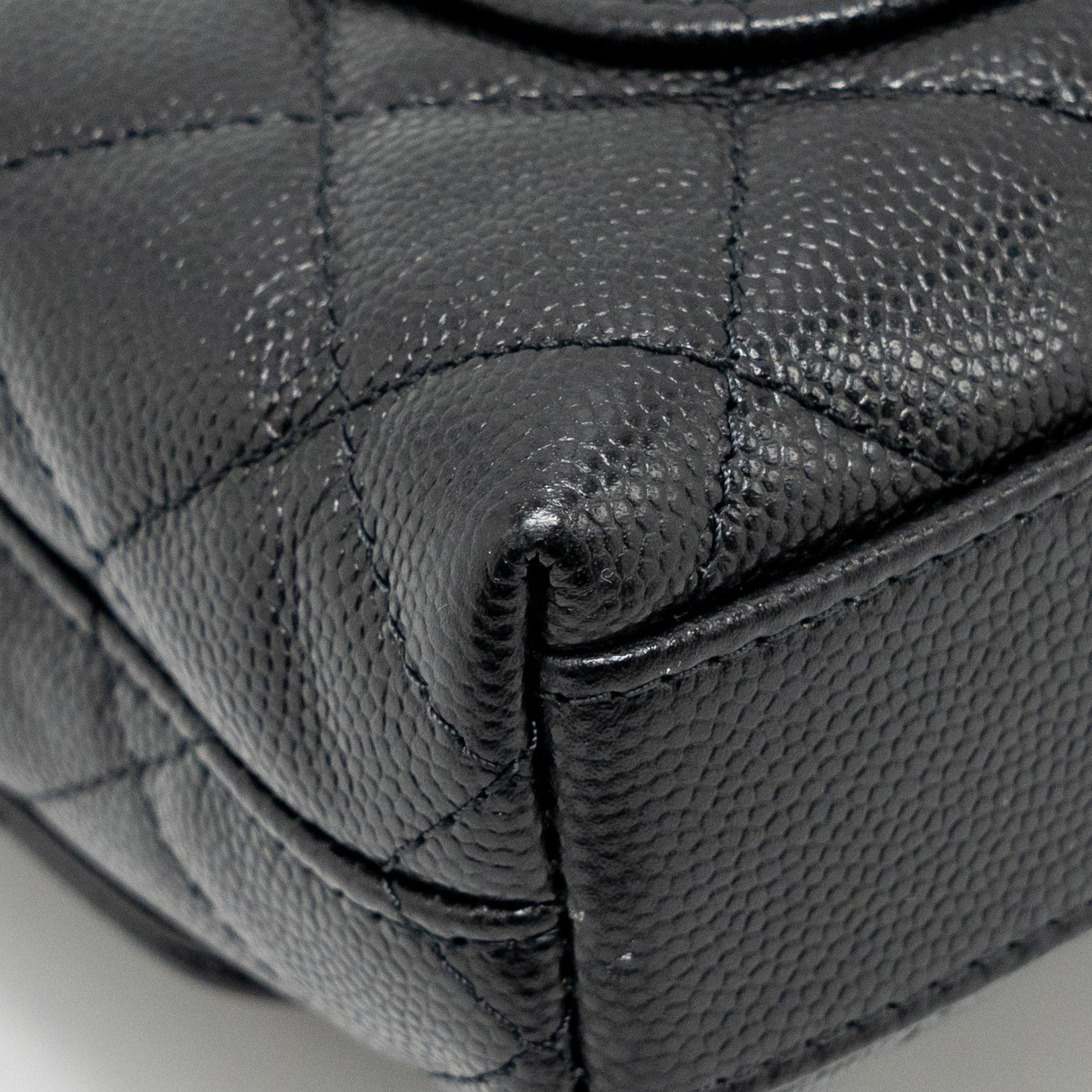 Chanel Coco Handle Clutch with Chain Caviar Black L (Microchip)