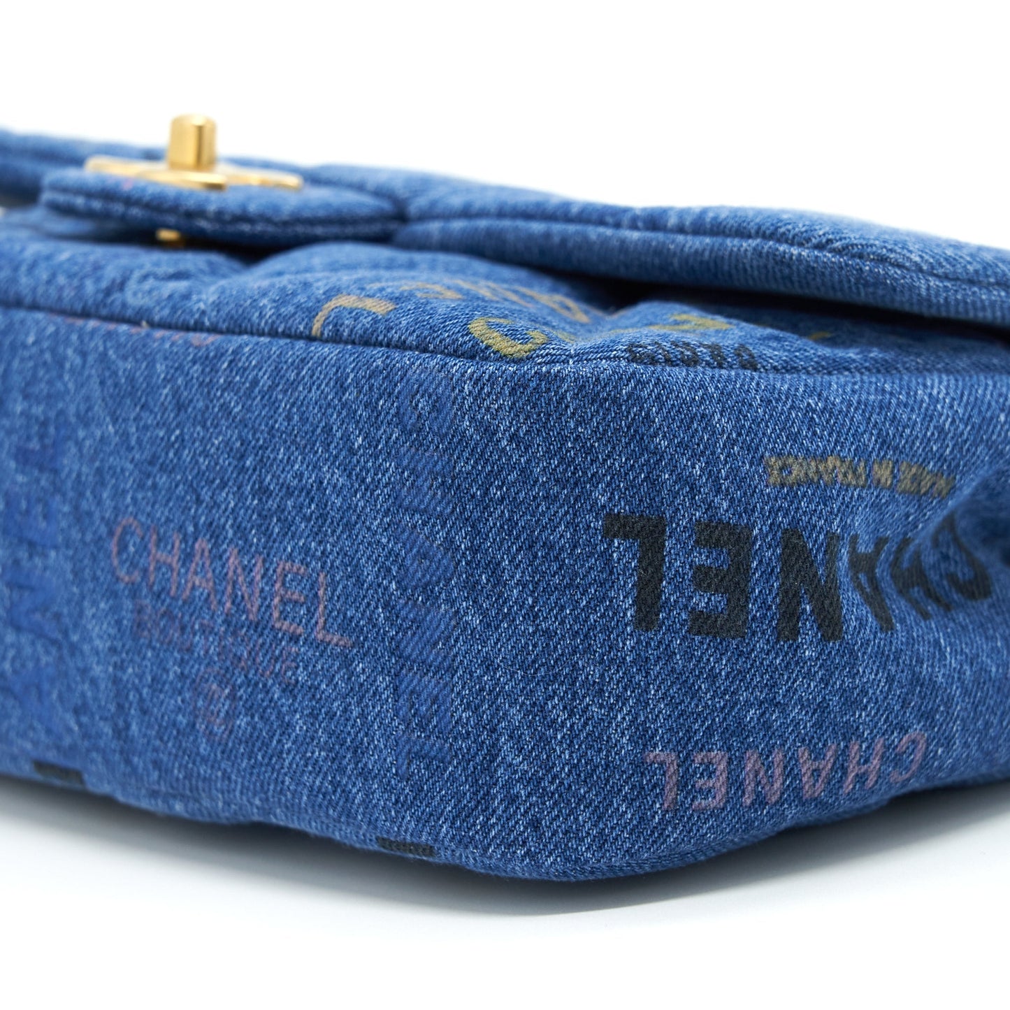 Chanel 22P Multicolor Denim Logo Flap Bag 28cm Blue