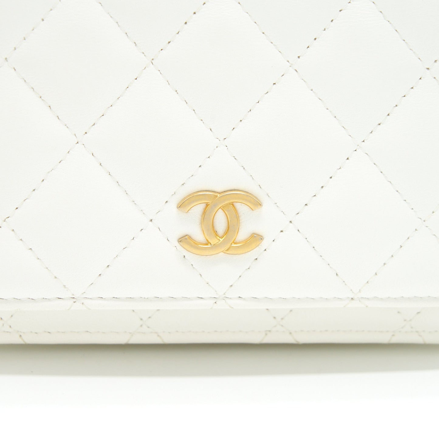 Chanel Small Wallet On Chain With Ribbon Chain Lambskin White