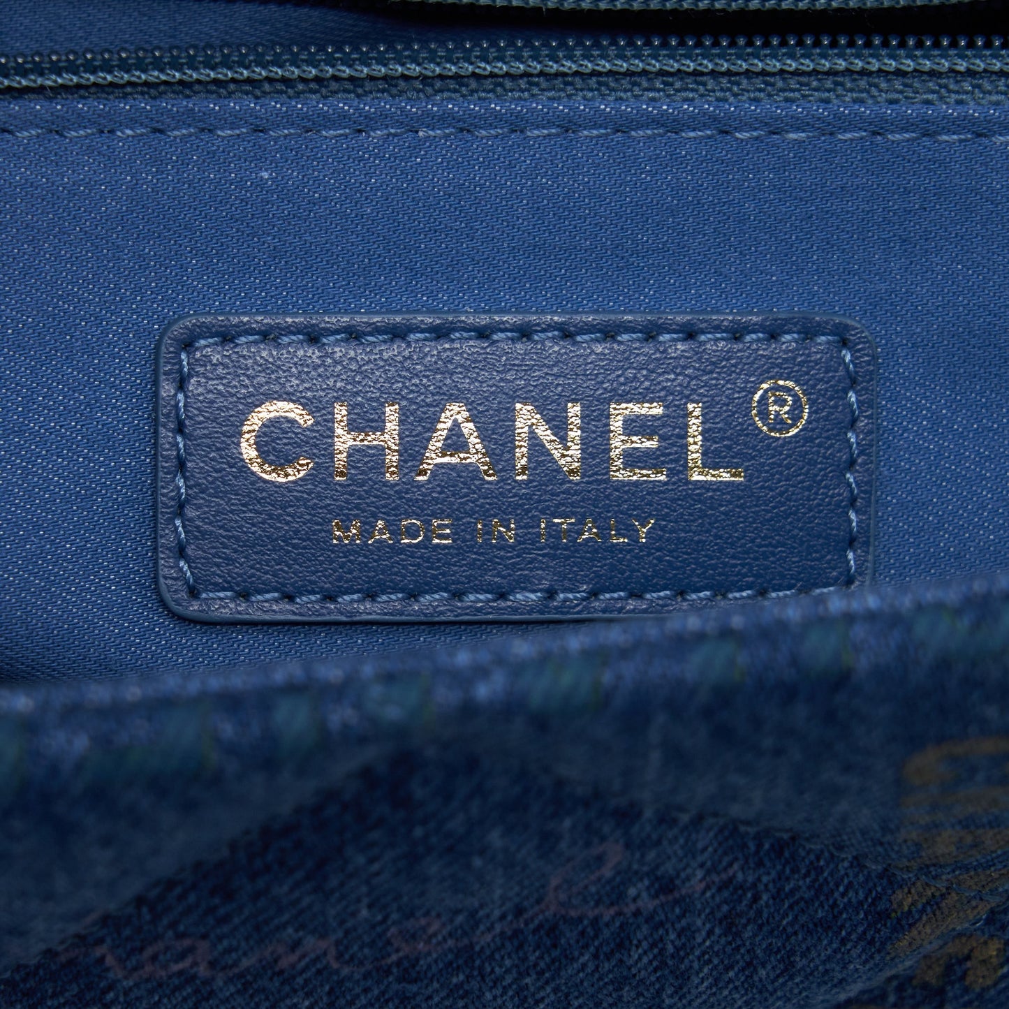 Chanel 22P Multicolor Denim Logo Flap Bag 28cm Blue