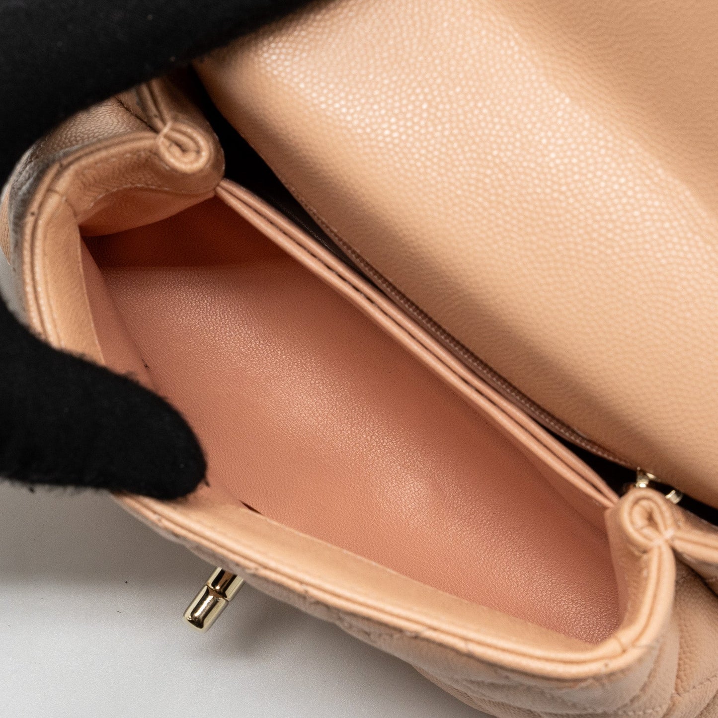 Chanel Mini Coco Handle Caviar Beige L