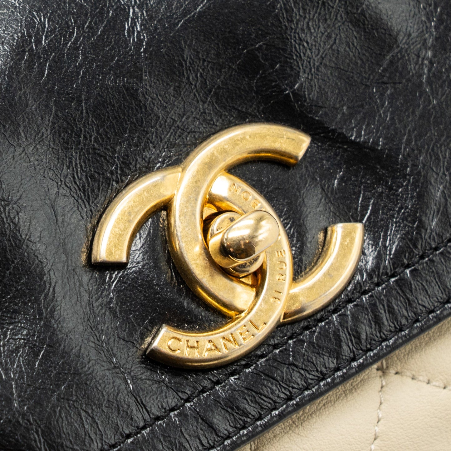 Chanel Medium In The Mix Flap Bag Leather Black/Beige/Cream