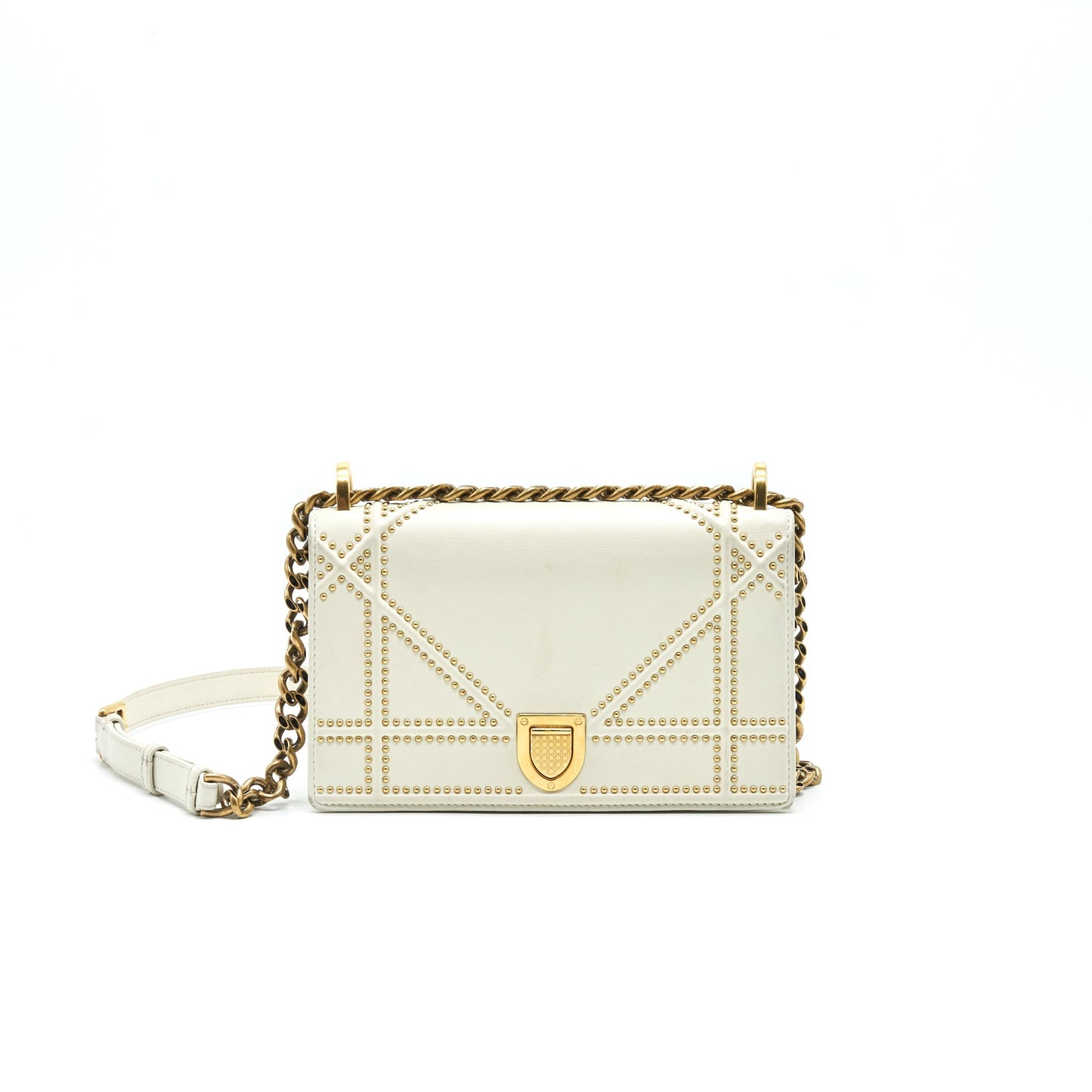 DIORAMA STUDDED LAMBSKIN SMALL WHITE