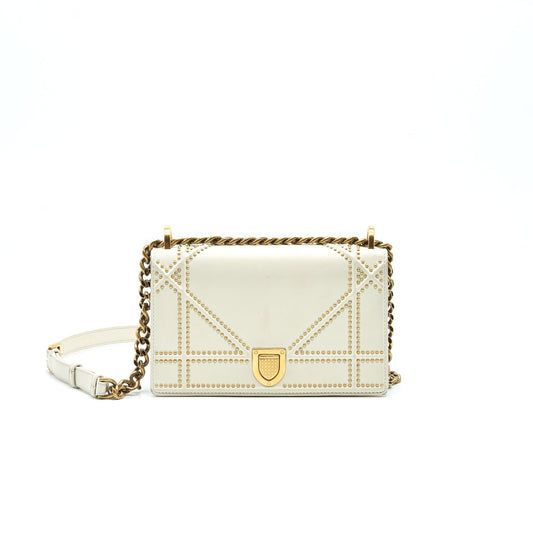 DIORAMA STUDDED LAMBSKIN SMALL WHITE