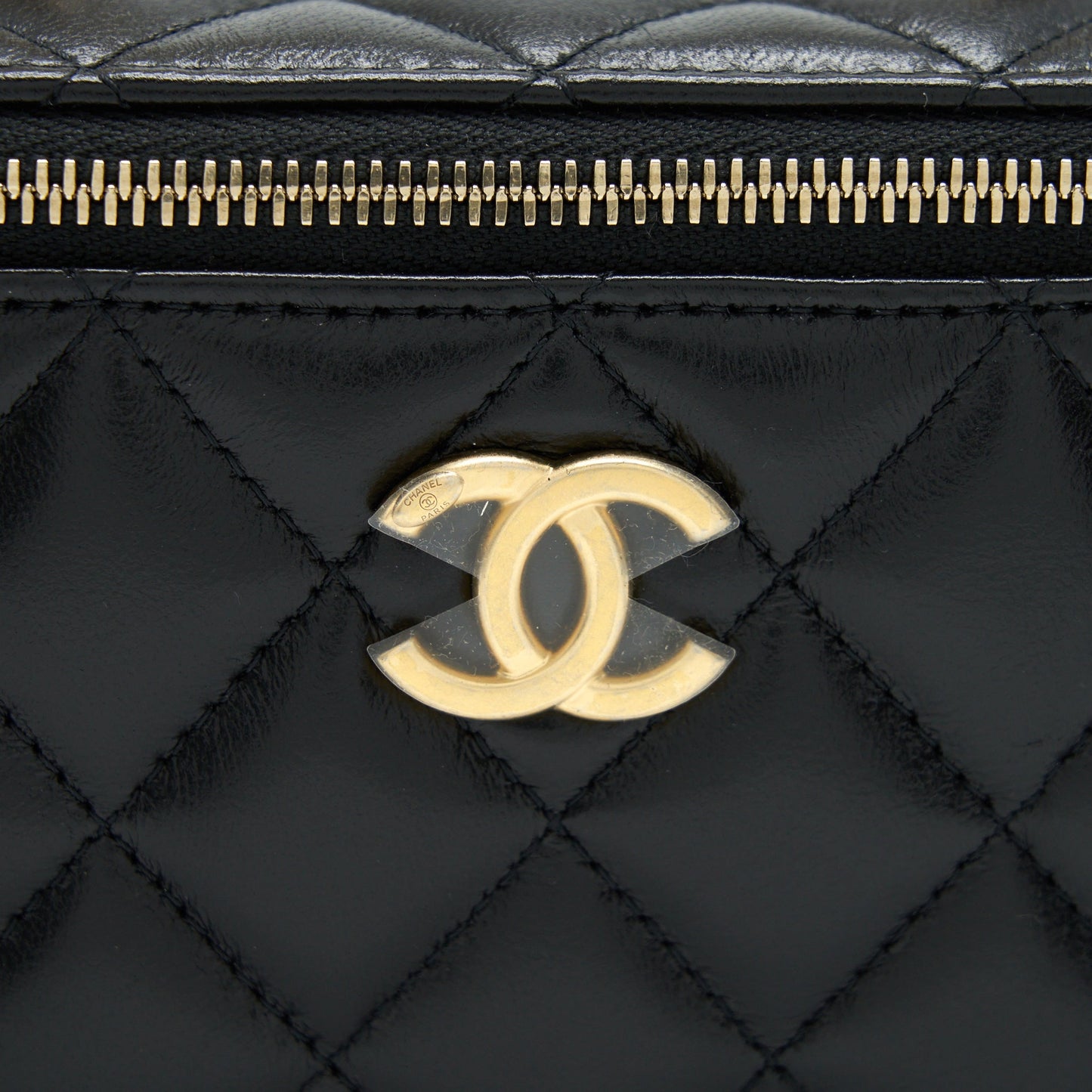 Chanel 22S Letter Top Handle Long Vanity With Chain Lambskin Black