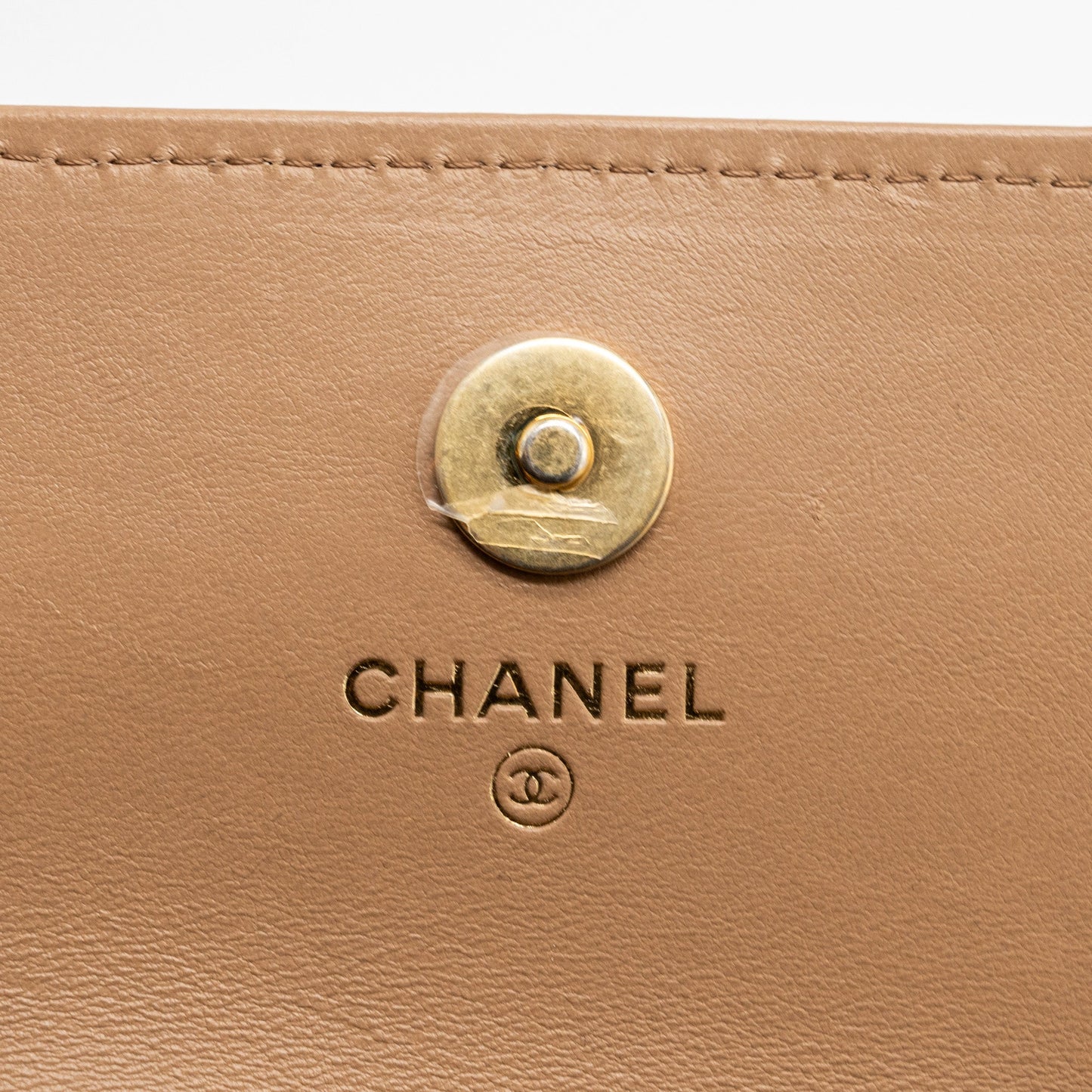 Chanel 22K gold pillar mini flap bag lambskin dark beige  (Microchip)