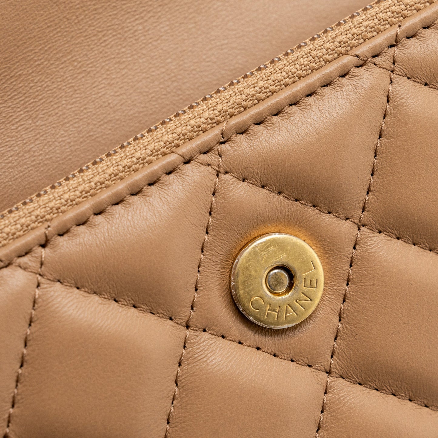 Chanel 22K gold pillar mini flap bag lambskin dark beige  (Microchip)