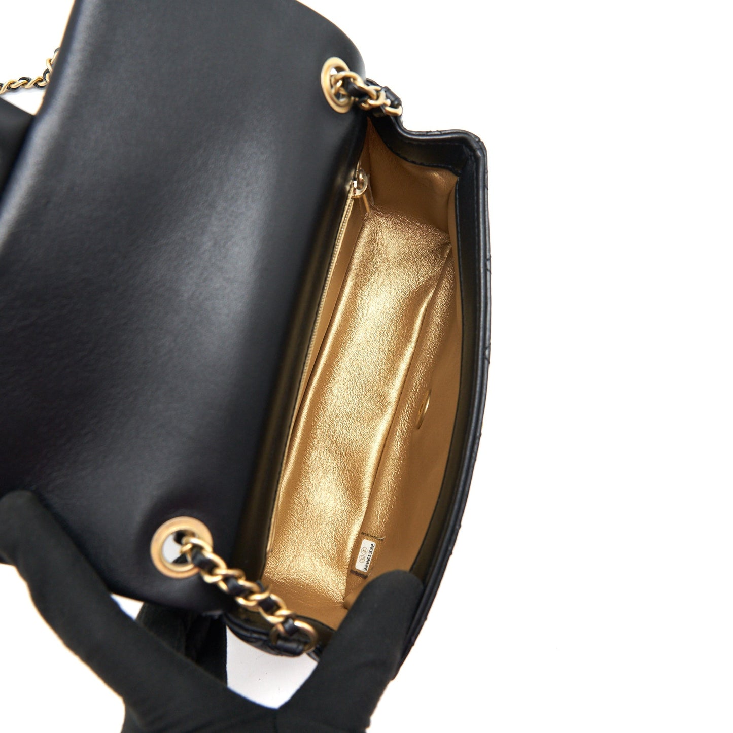 Chanel 22C pearl Crush Mini rectangular Flap Bag Lambskin Black