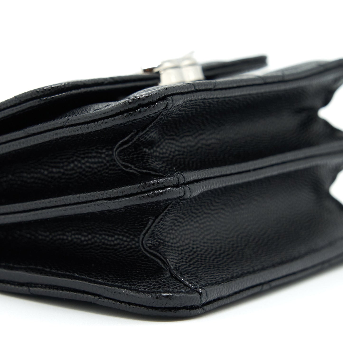 Chanel 22S Giant Chain Top Handle Mini Flap Bag Caviar Black