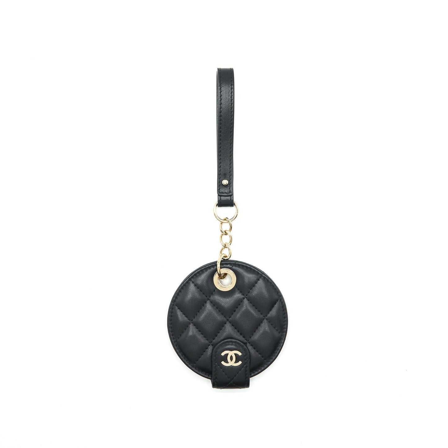 CHANEL QUILTED LUGGAGE TAG LAMBSKIN BLACK L