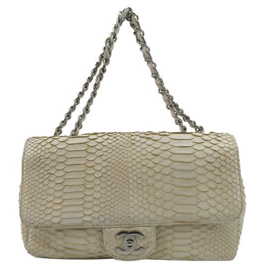 Chanel Flap Python Leather Crossbody Bag Ivory