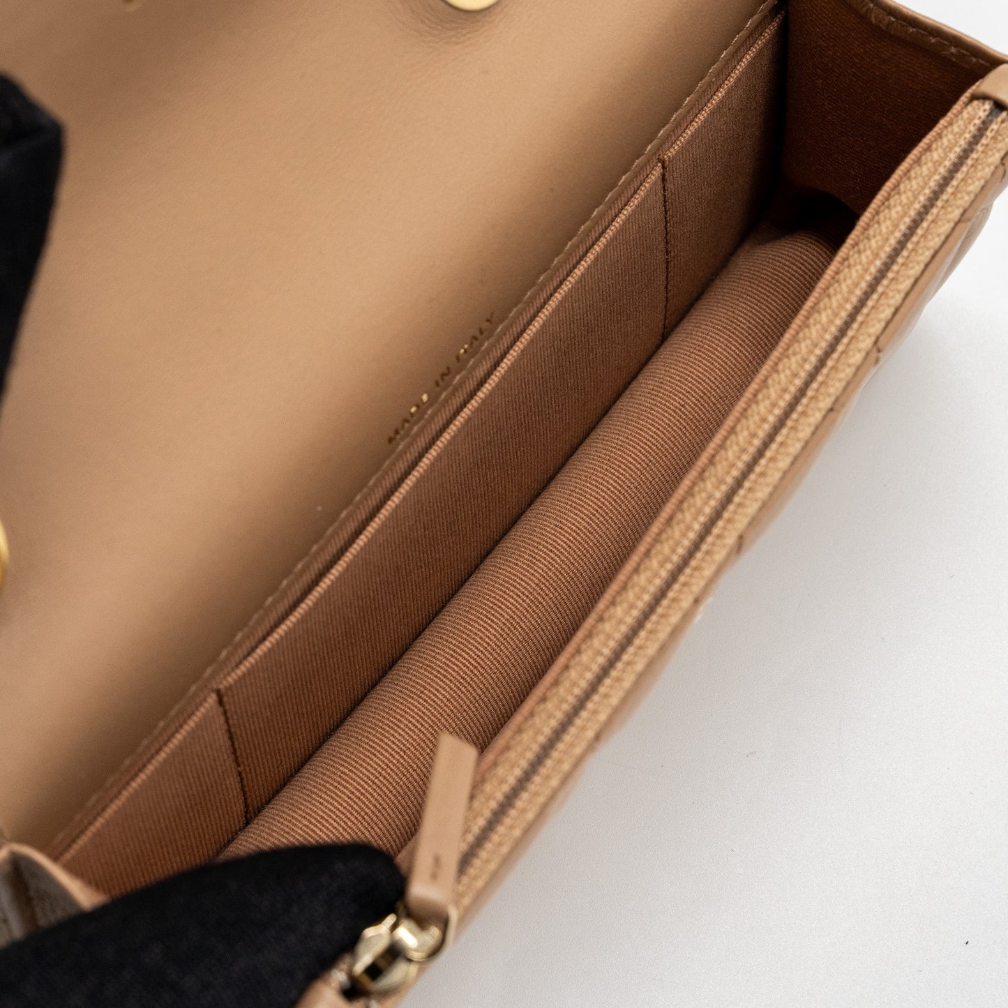 Chanel 22K gold pillar mini flap bag lambskin dark beige  (Microchip)