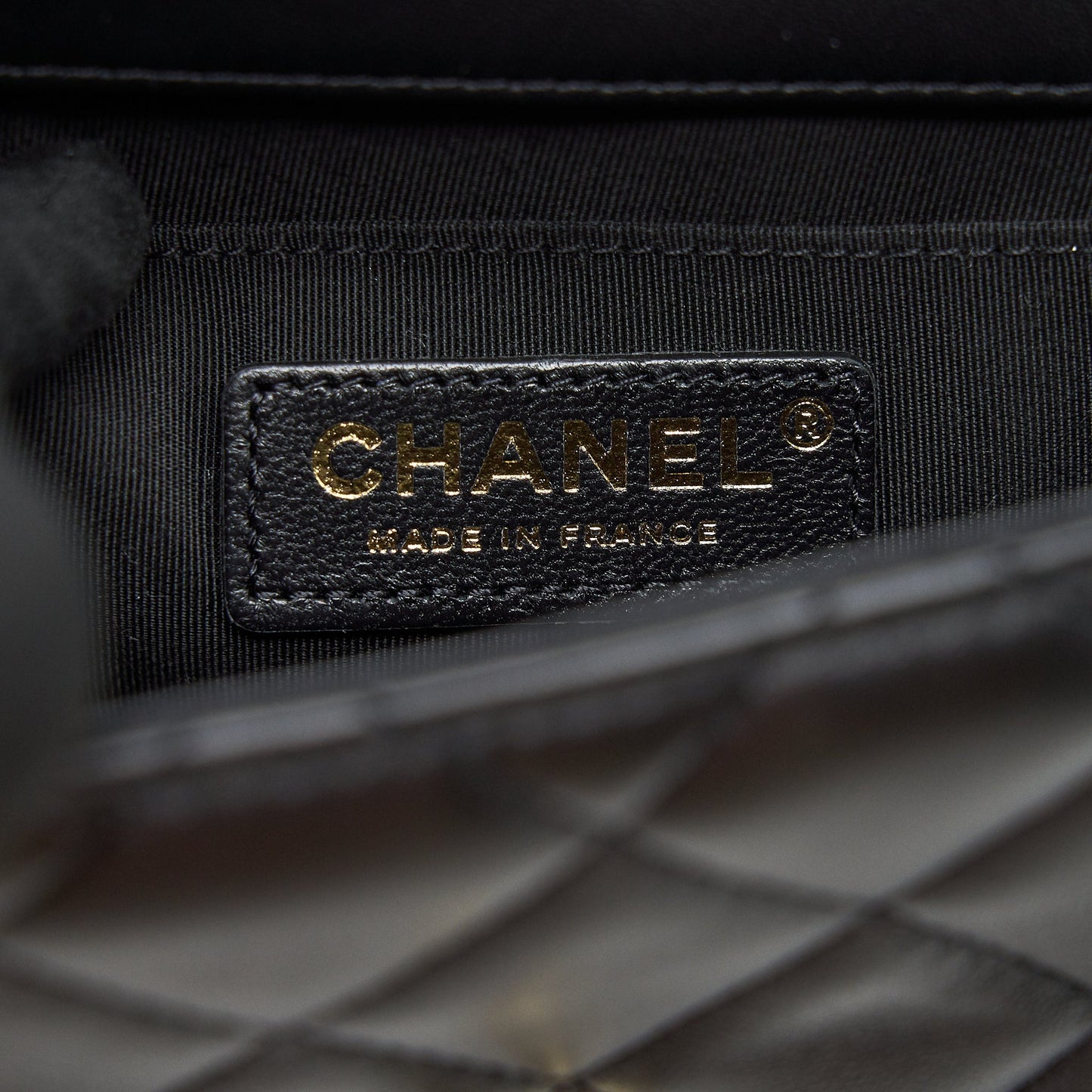 Chanel Pearl Chain Flap Bag Quilted Grained Lambskin Black L