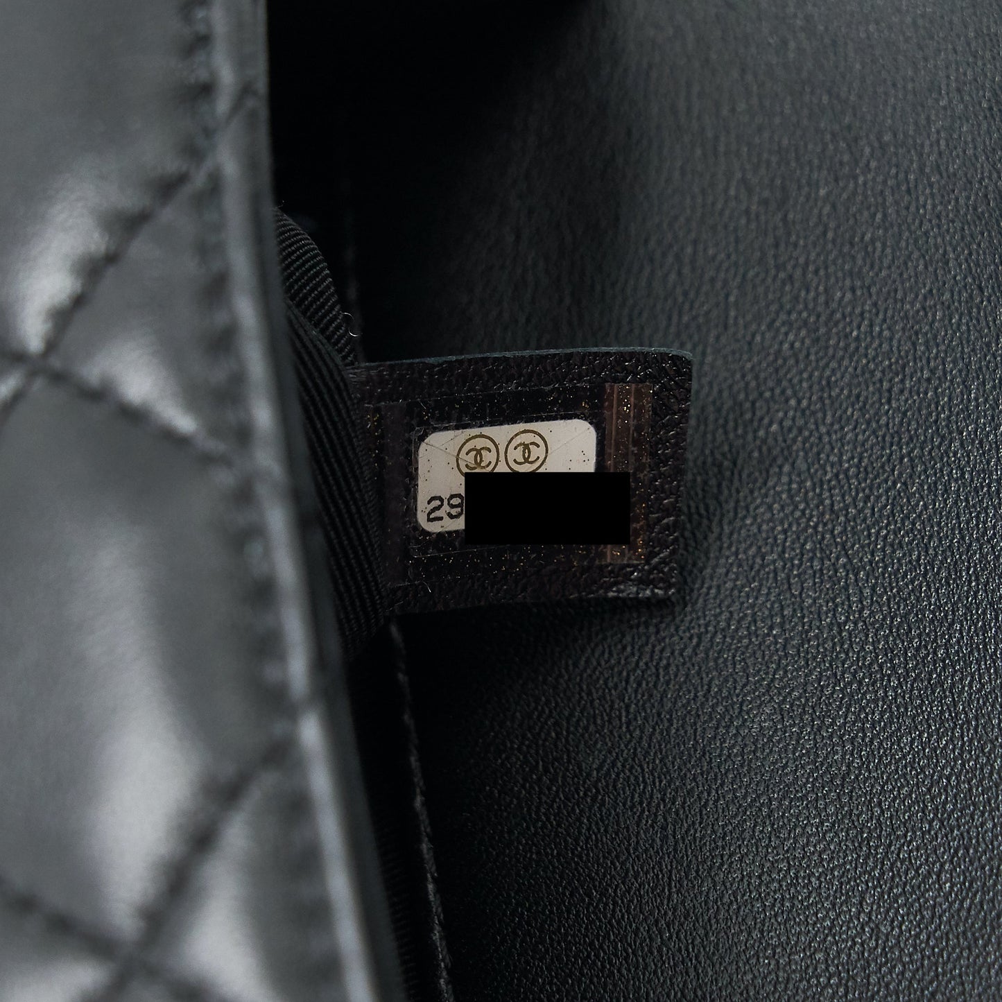Chanel Pearl Chain Flap Bag Quilted Grained Lambskin Black L
