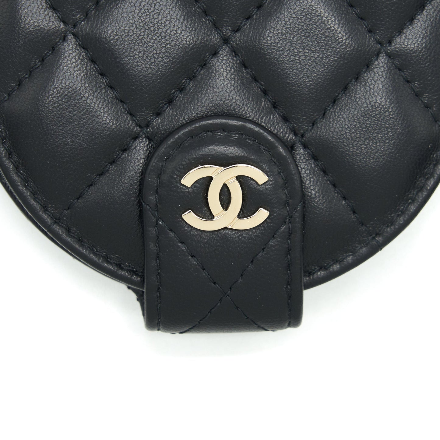 CHANEL QUILTED LUGGAGE TAG LAMBSKIN BLACK L