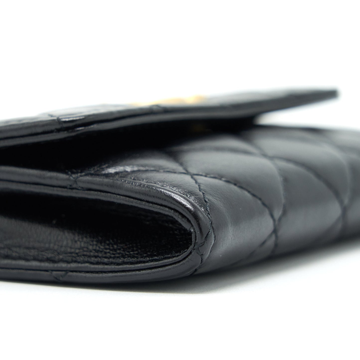 Chanel Quilted Mini Flap Card Holder Lambskin Black