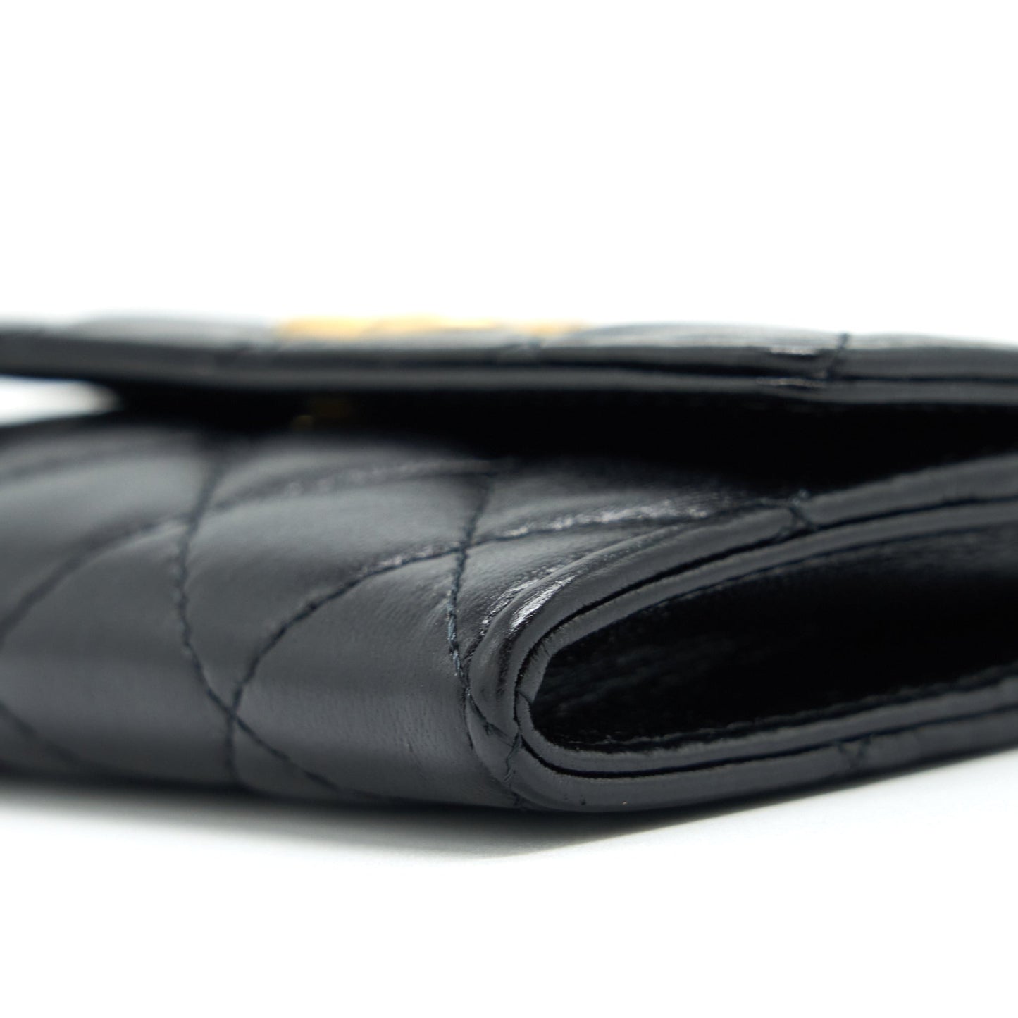 Chanel Quilted Mini Flap Card Holder Lambskin Black