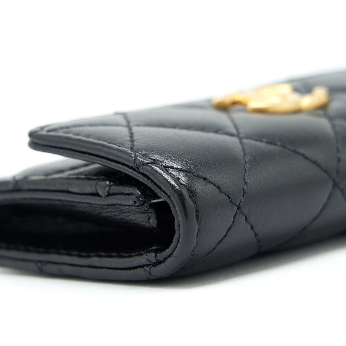 Chanel Quilted Mini Flap Card Holder Lambskin Black