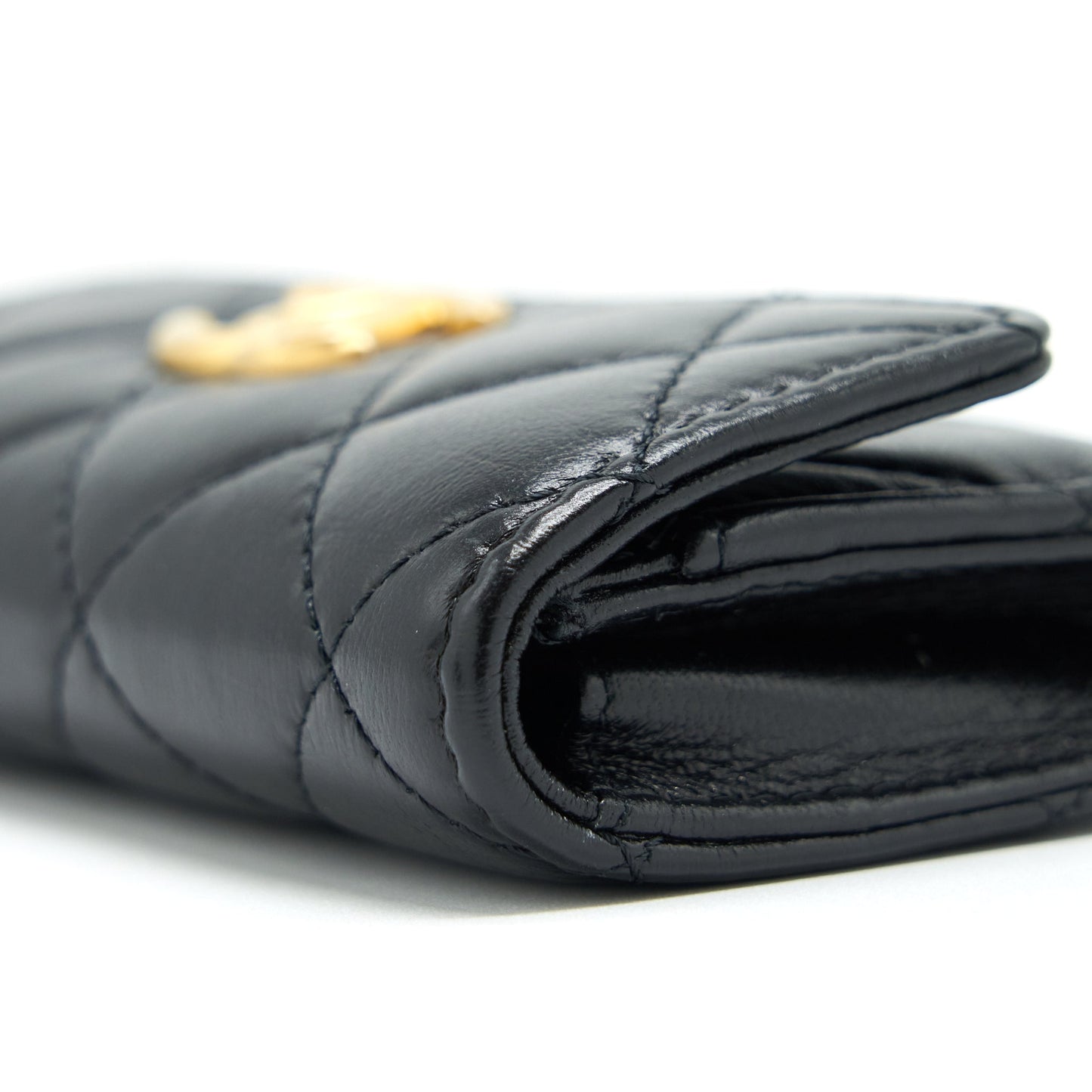 Chanel Quilted Mini Flap Card Holder Lambskin Black