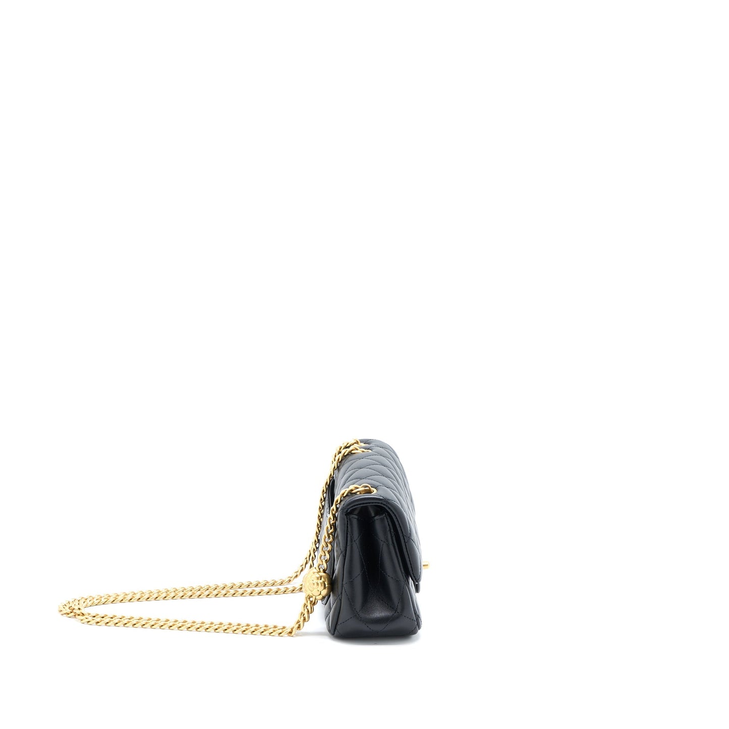 Chanel 23S Camellia Chain Mini Rectangular Lambskin Black Brushed  (Microchip)