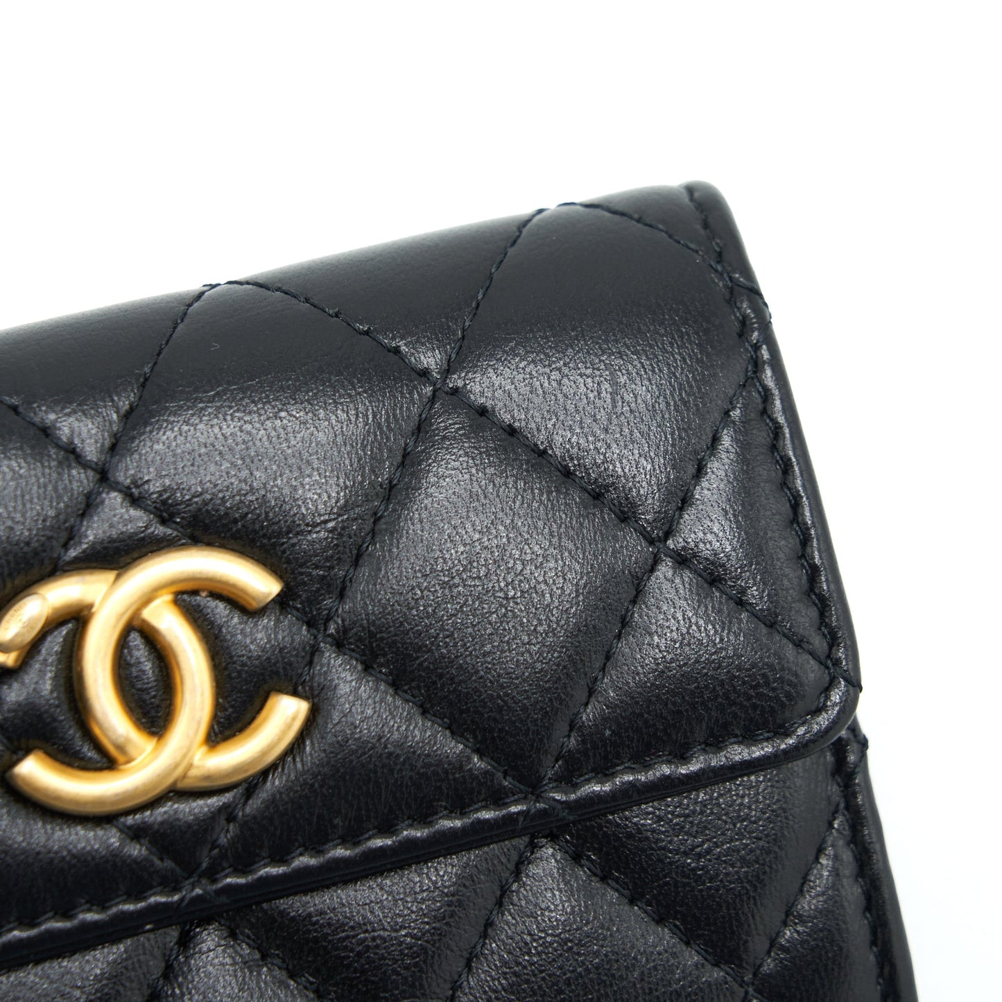 Chanel Quilted Mini Flap Card Holder Lambskin Black