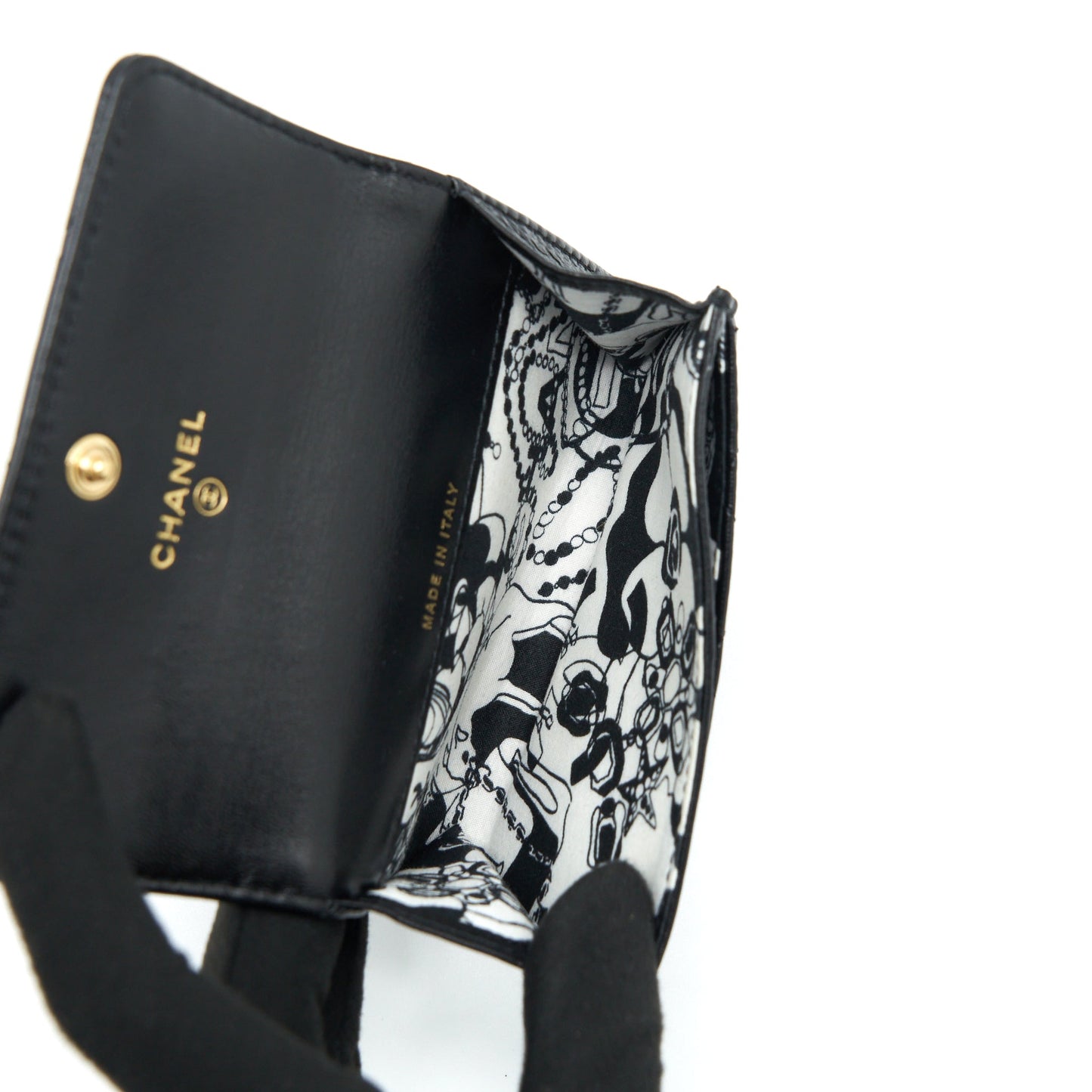 Chanel Quilted Mini Flap Card Holder Lambskin Black