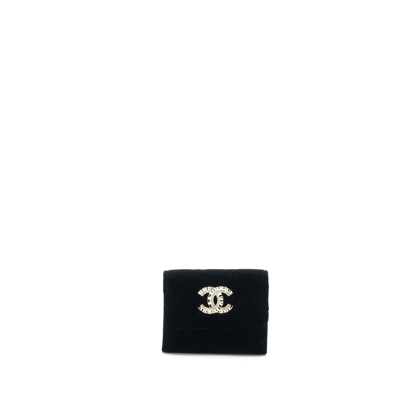 Chanel 21A Flap Card Holder Velvet Black L