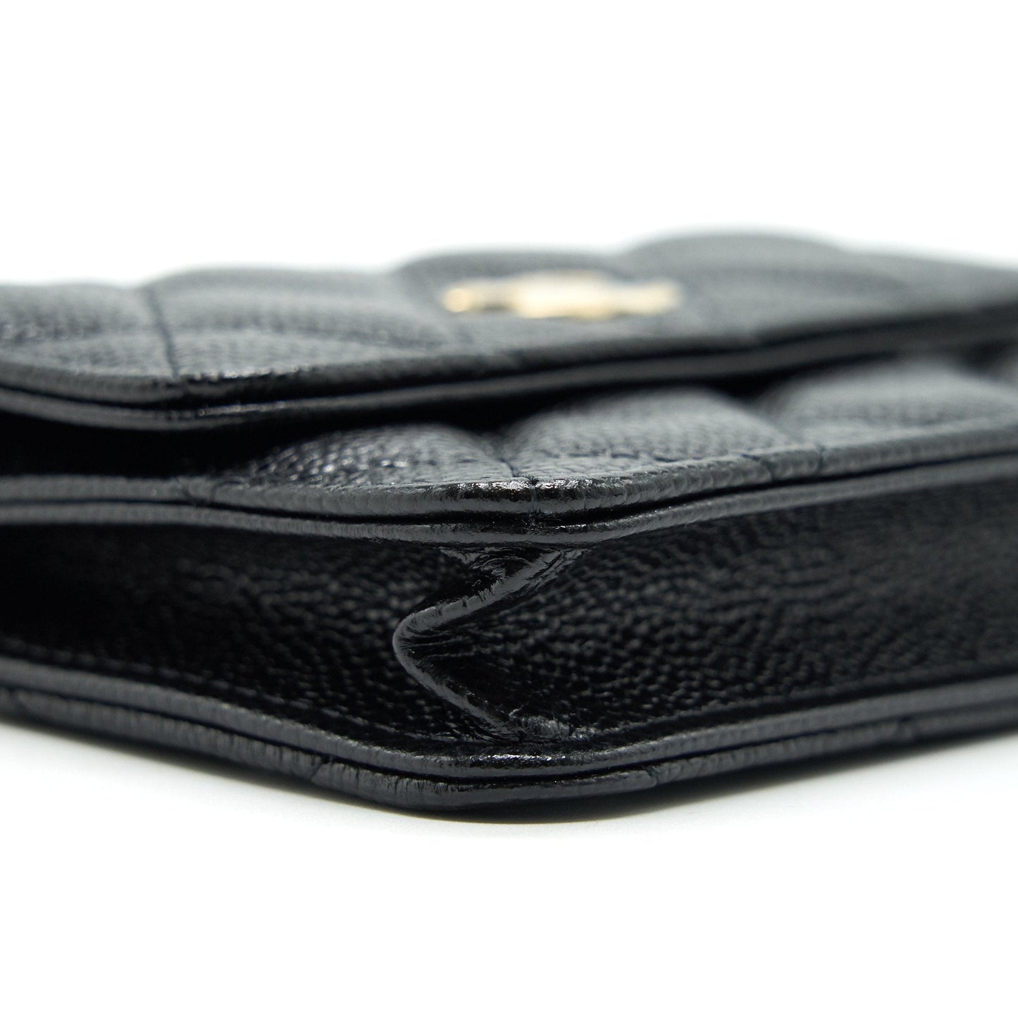 Chanel 21A Flap Card Holder With Chain Black