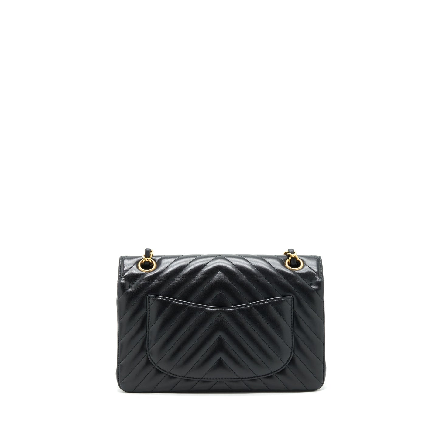 Chanel Small Classic Double Flap Bag Chevron Lambskin Black