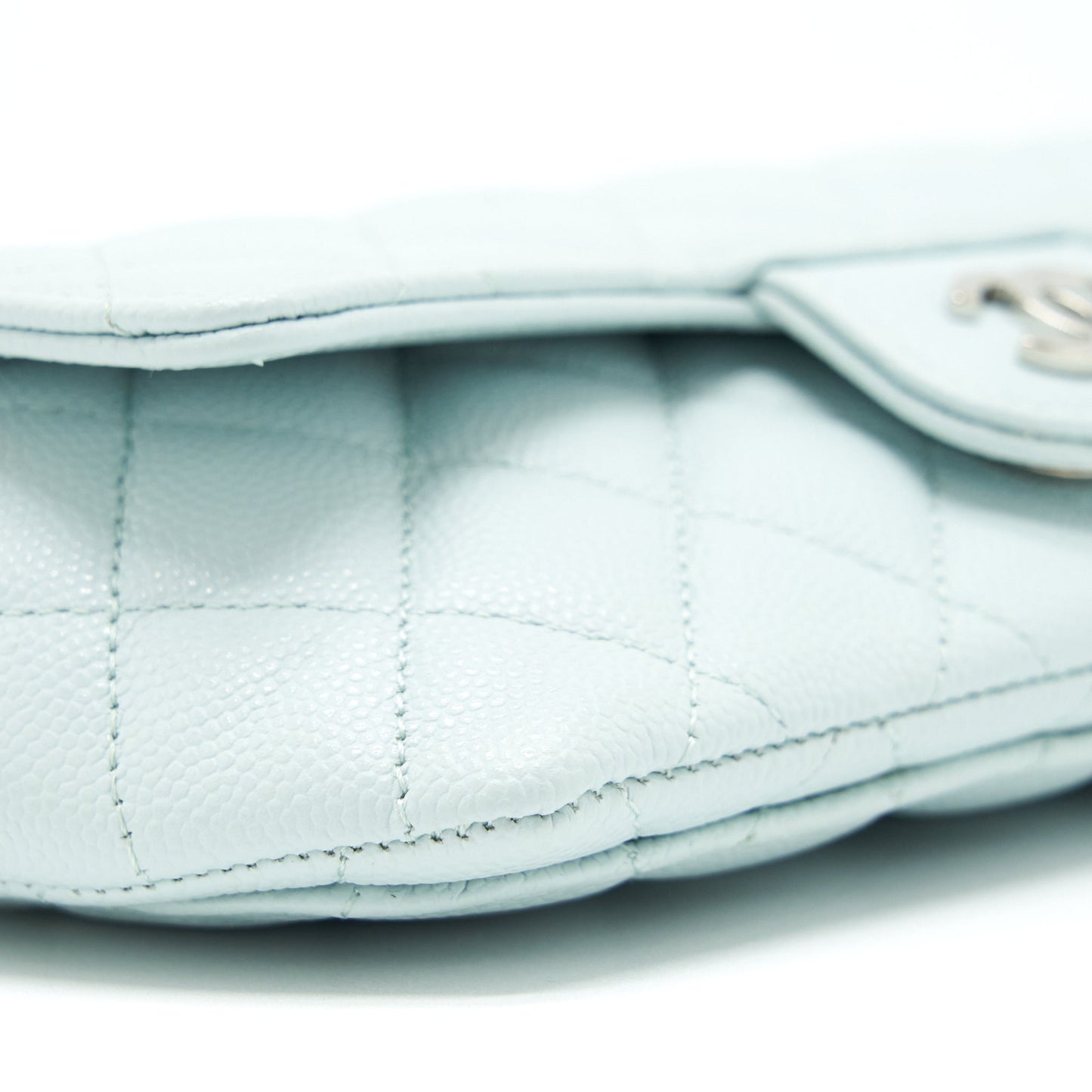 Chanel Glasses Case With Chain Caviar Light Blue