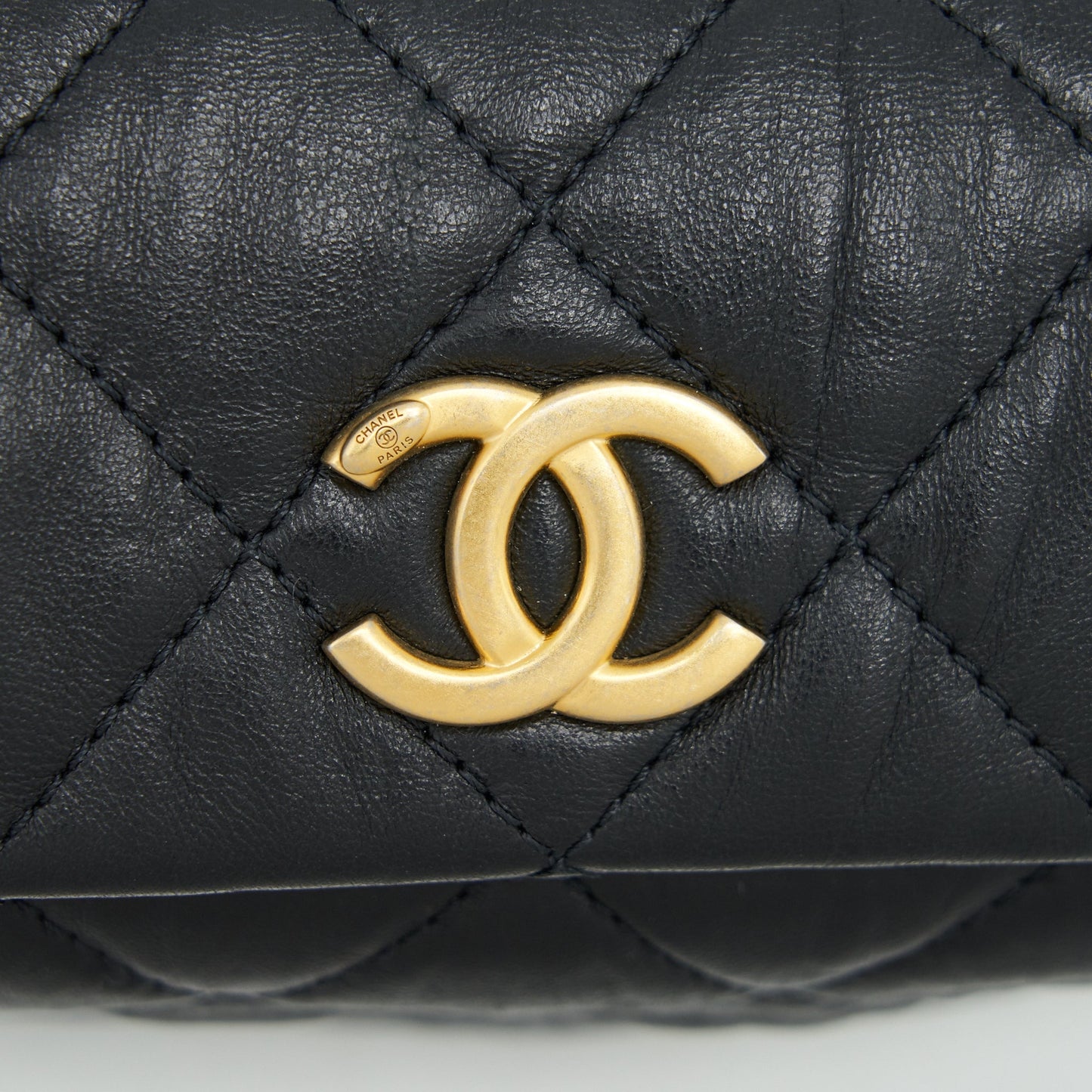 Chanel Small CC Wrapped Strap Bag Lambskin Black In Crumpled