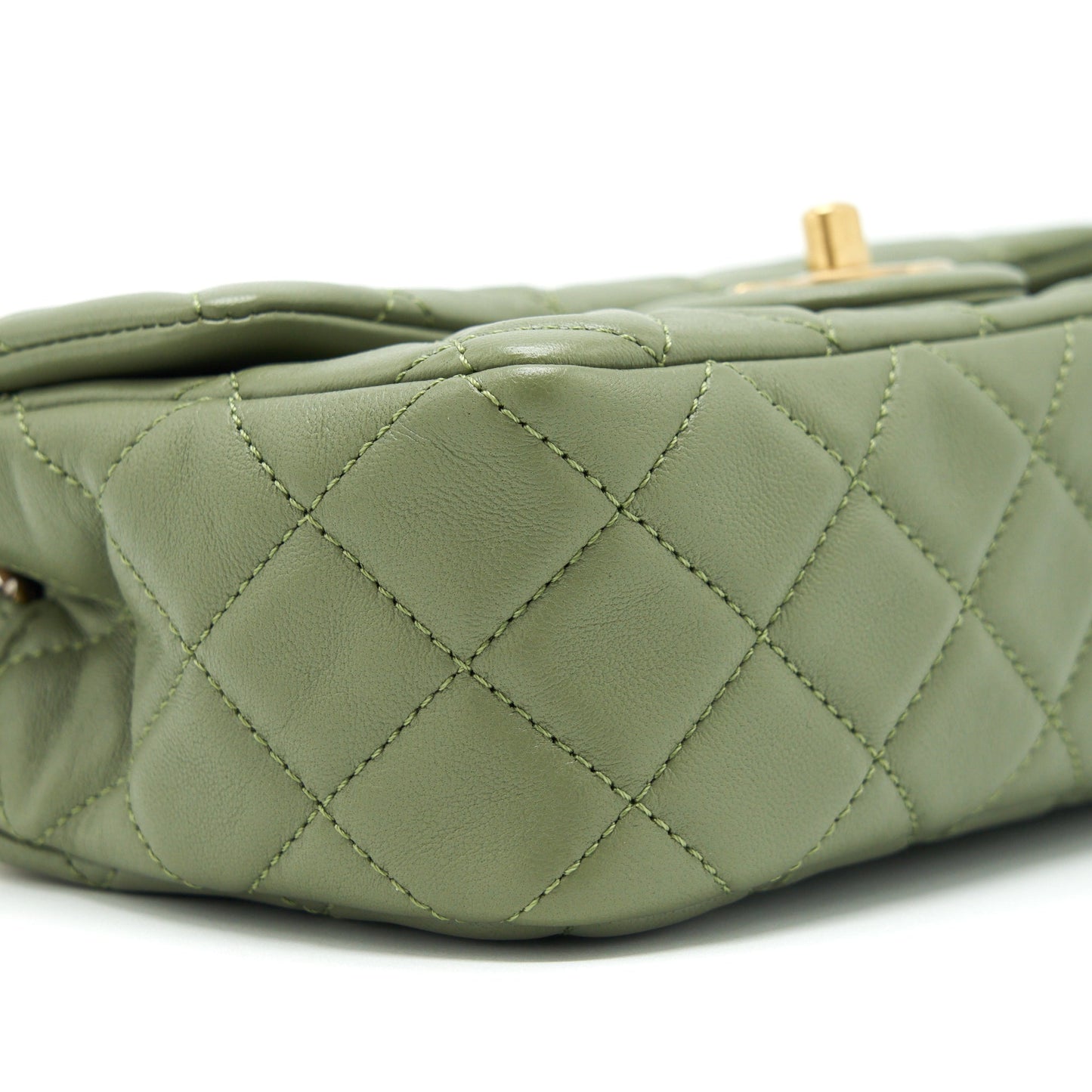 Chanel Pear Crush Mini Rectangular Flap Bag 21B Lambskin Green