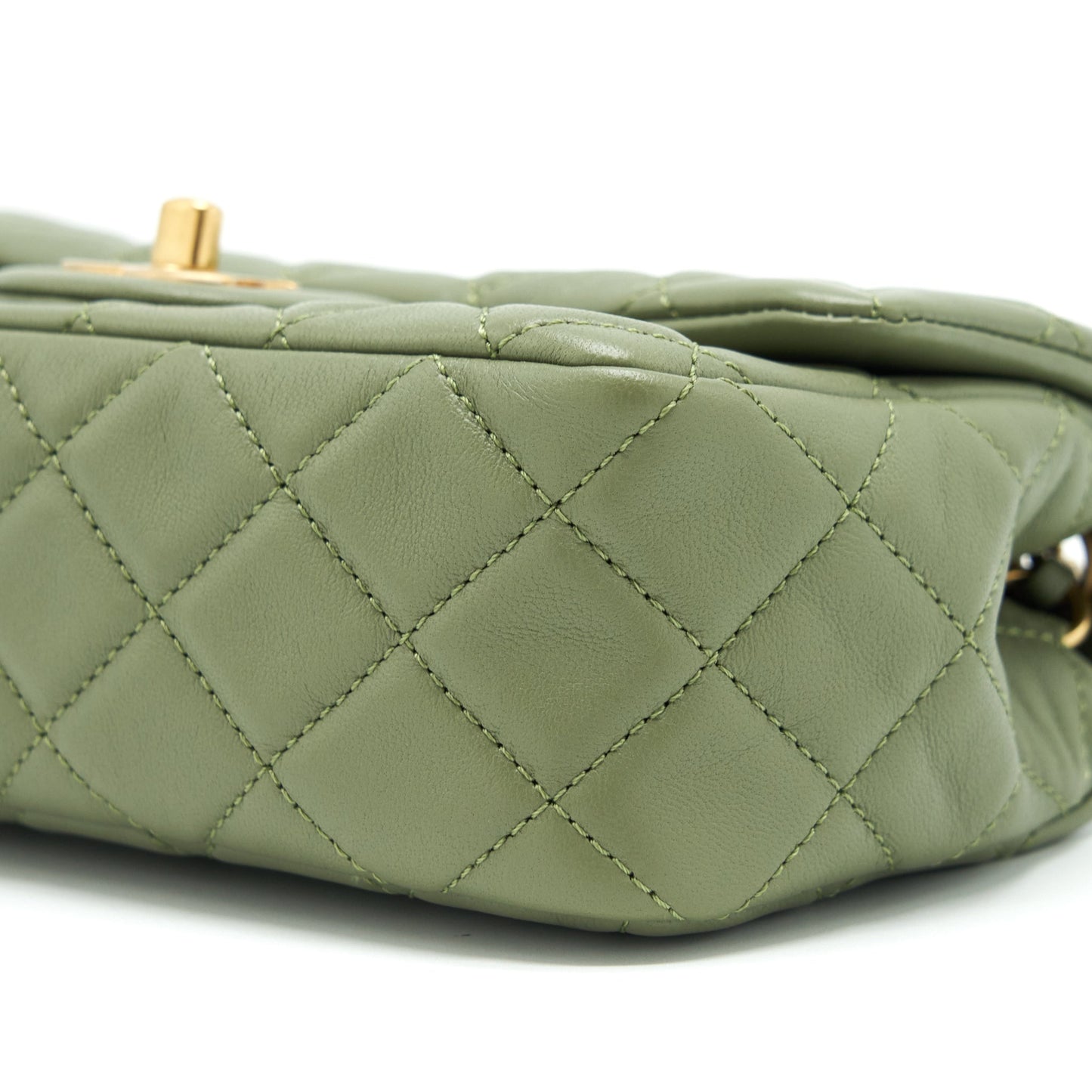 Chanel Pear Crush Mini Rectangular Flap Bag 21B Lambskin Green