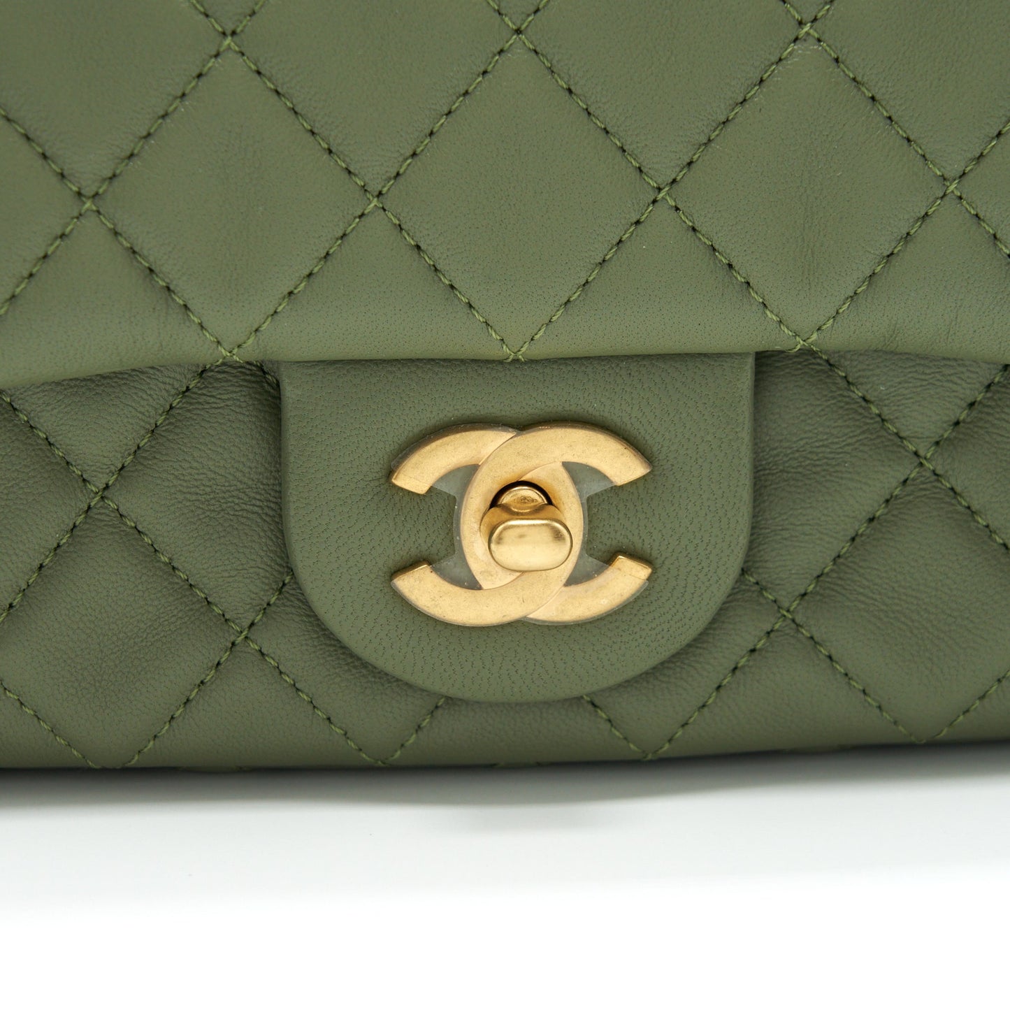 Chanel Pear Crush Mini Rectangular Flap Bag 21B Lambskin Green