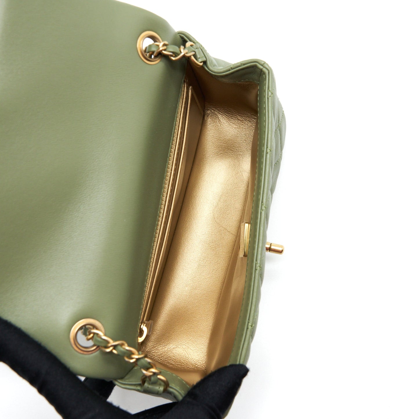 Chanel Pear Crush Mini Rectangular Flap Bag 21B Lambskin Green