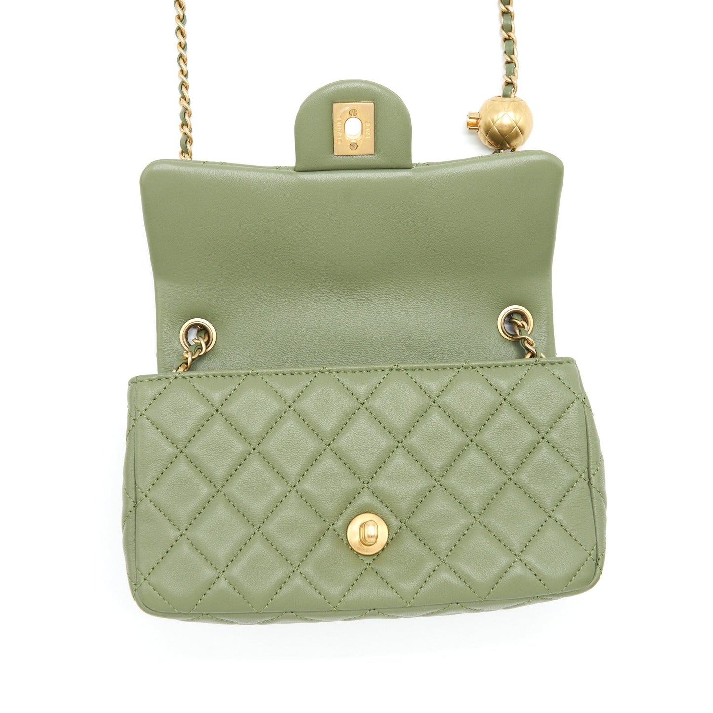 Chanel Pear Crush Mini Rectangular Flap Bag 21B Lambskin Green