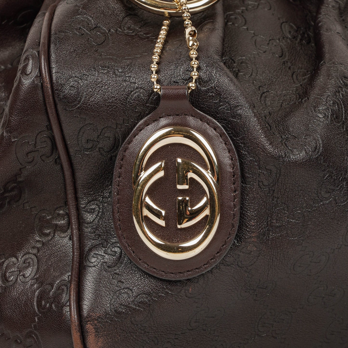 Gucci Guccissima Dark Brown Leather Sukey Hobo Bag