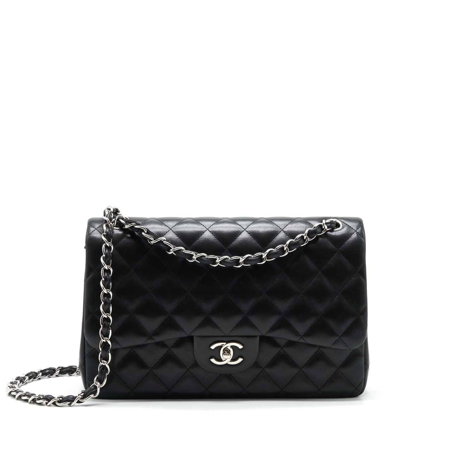 Chanel Classic jumbo Double flap Bag Lambskin Black