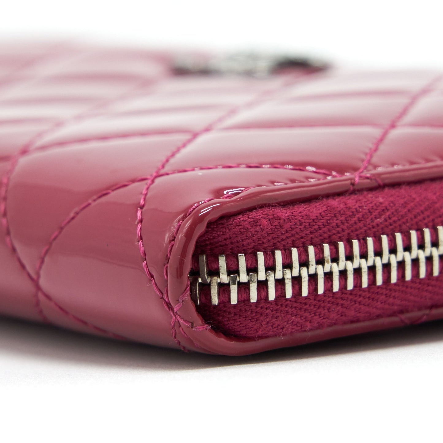 Chanel Long Zip Wallet Patent Fuchsia