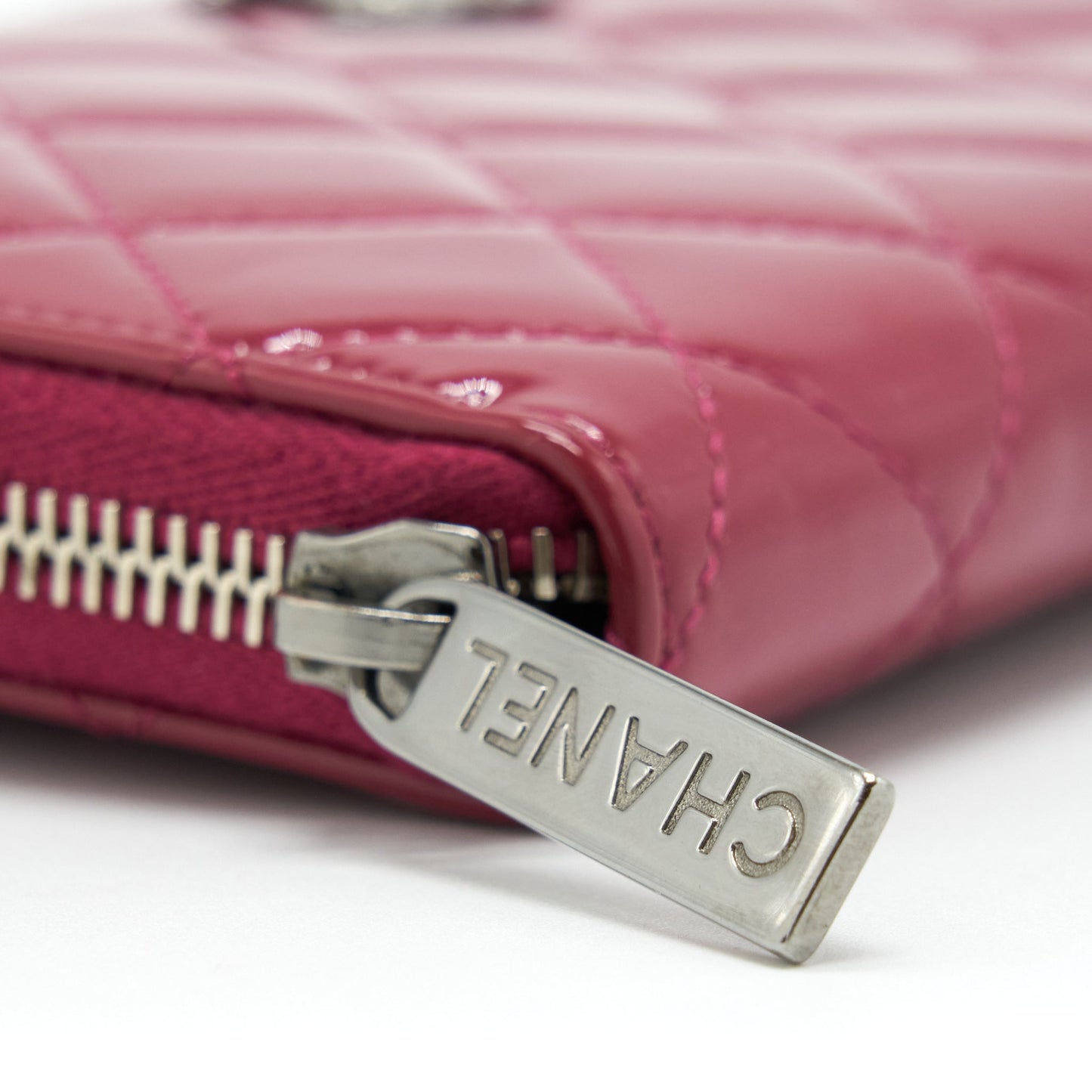Chanel Long Zip Wallet Patent Fuchsia